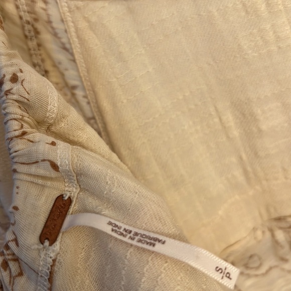 Free people Boom Boom Patchwork Embroidery Blouse Shirt Boho Neutral Open Back - Picture 13 of 13